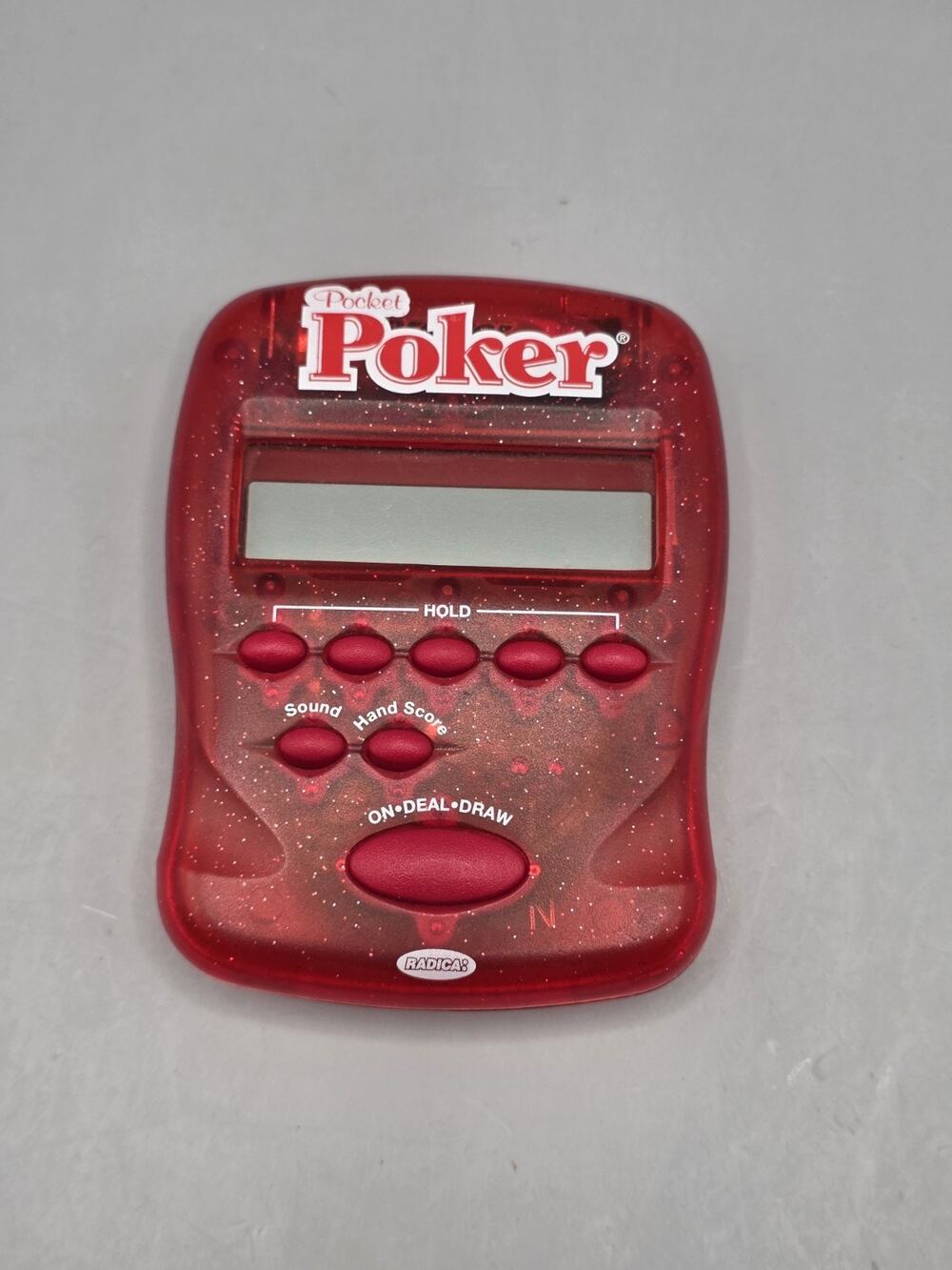 Radica Pocket Poker Handheld Electronic Game Translucent Red 2004 VTG Tested
